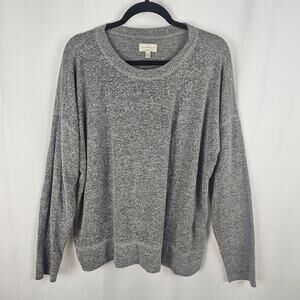 LUCKY BRAND Gray Marled Knit Sweater Womens XL Relaxed Modern Minimalist